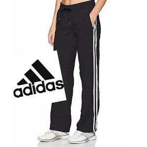 adidas Mens 3 Stripe Open Hem Tracksuit Bottom Poly Bottoms Zip Drawstring